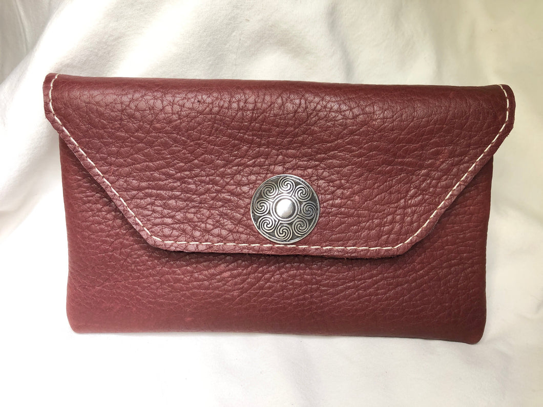 Leather Clutch with Button Closure